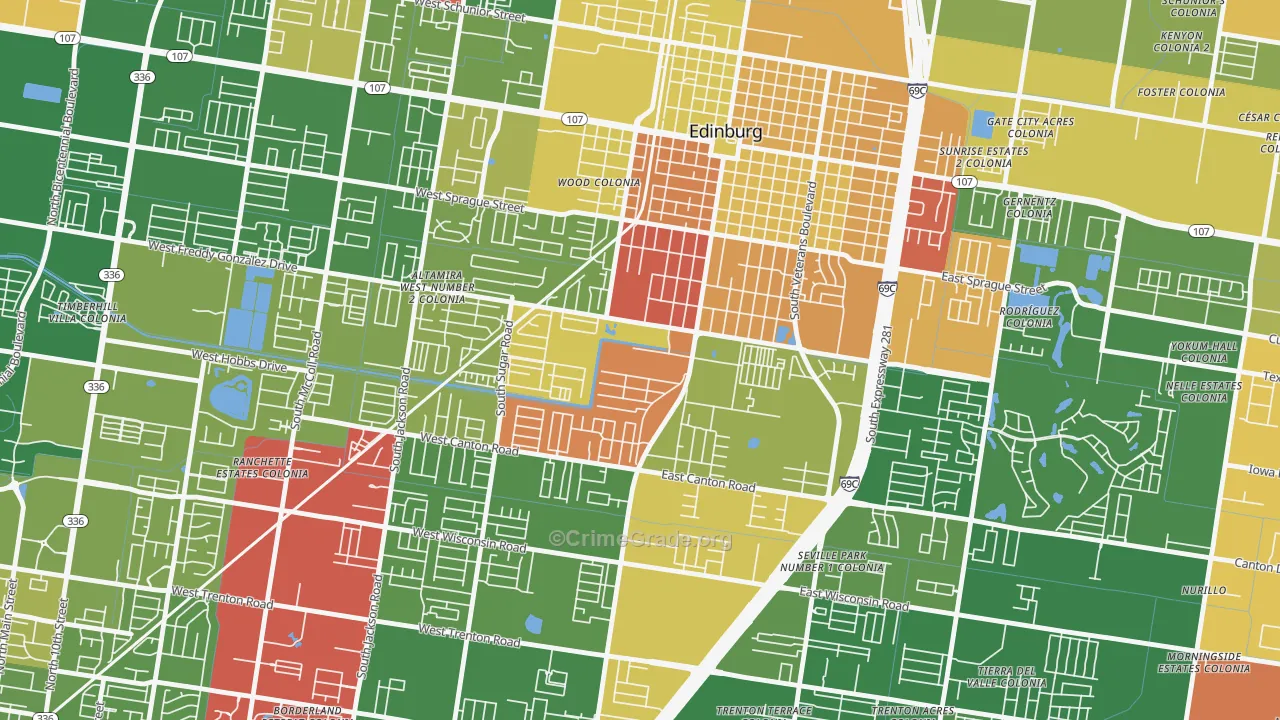 Enfield Estates, Edinburg, TX Map of Arson Rates