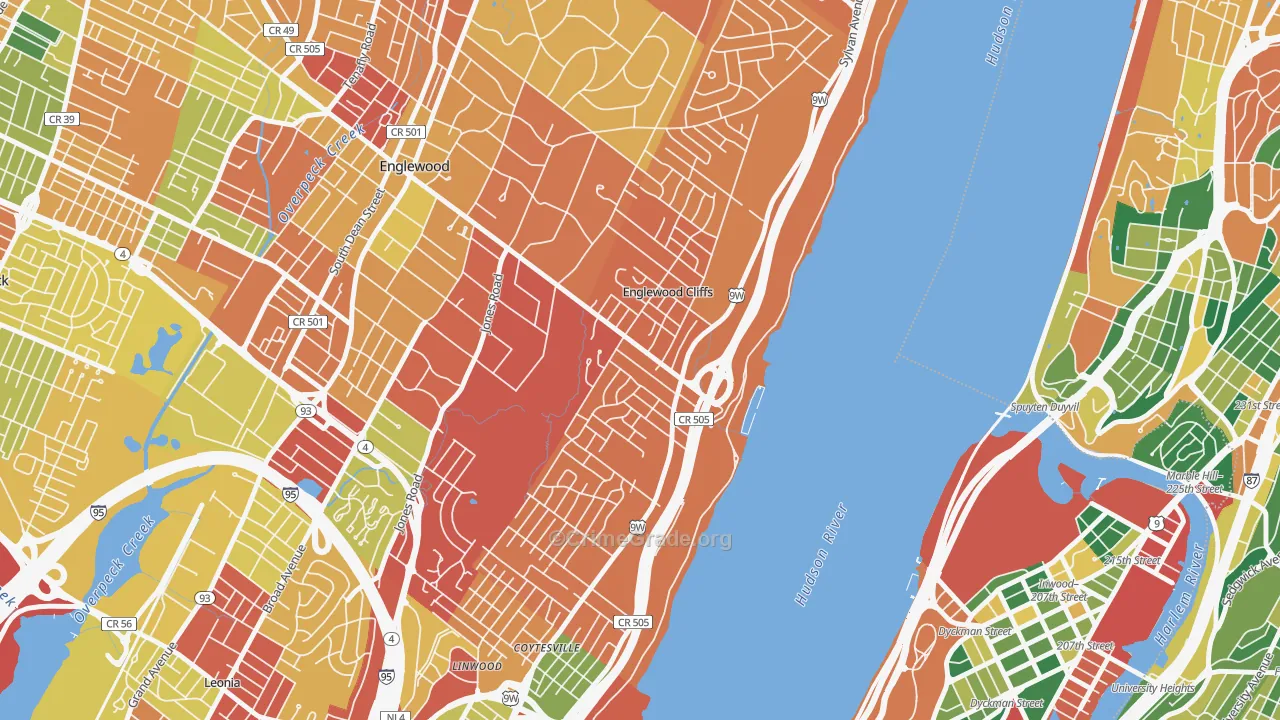 Englewood Cliffs, NJ Map of Arson Rates
