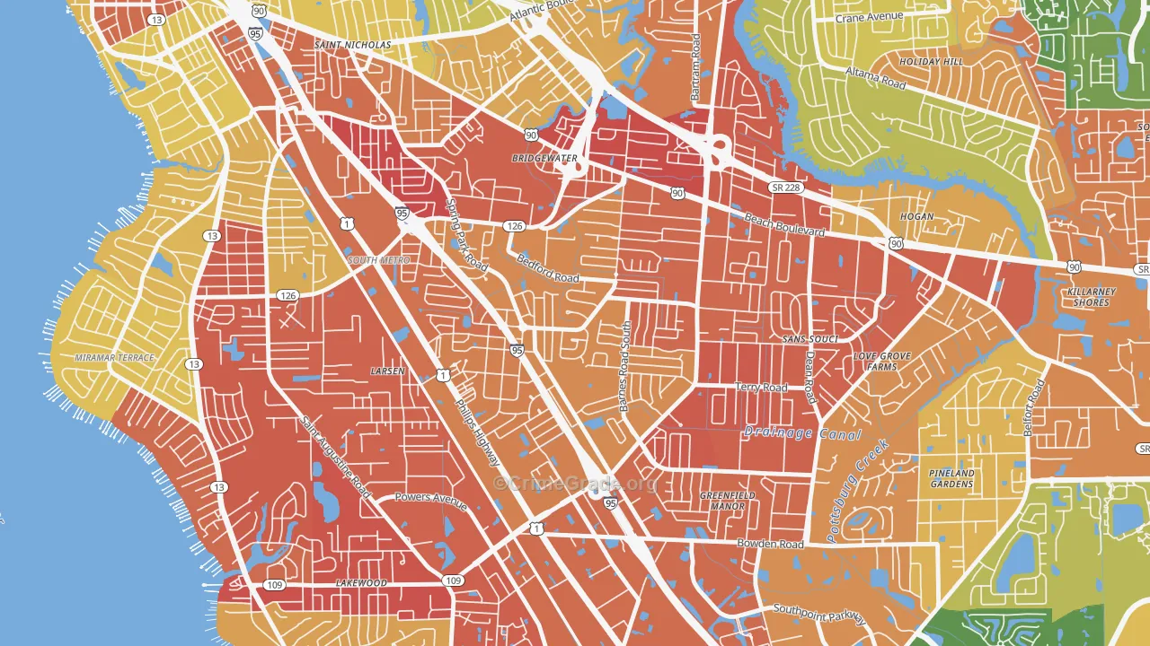Englewood, Jacksonville, FL Map of Arson Rates