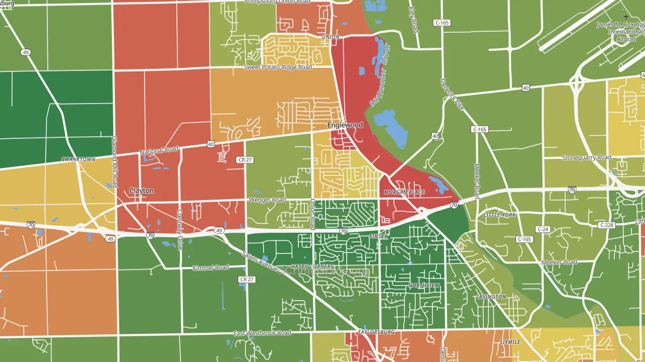 Englewood, OH Map of Arson Rates
