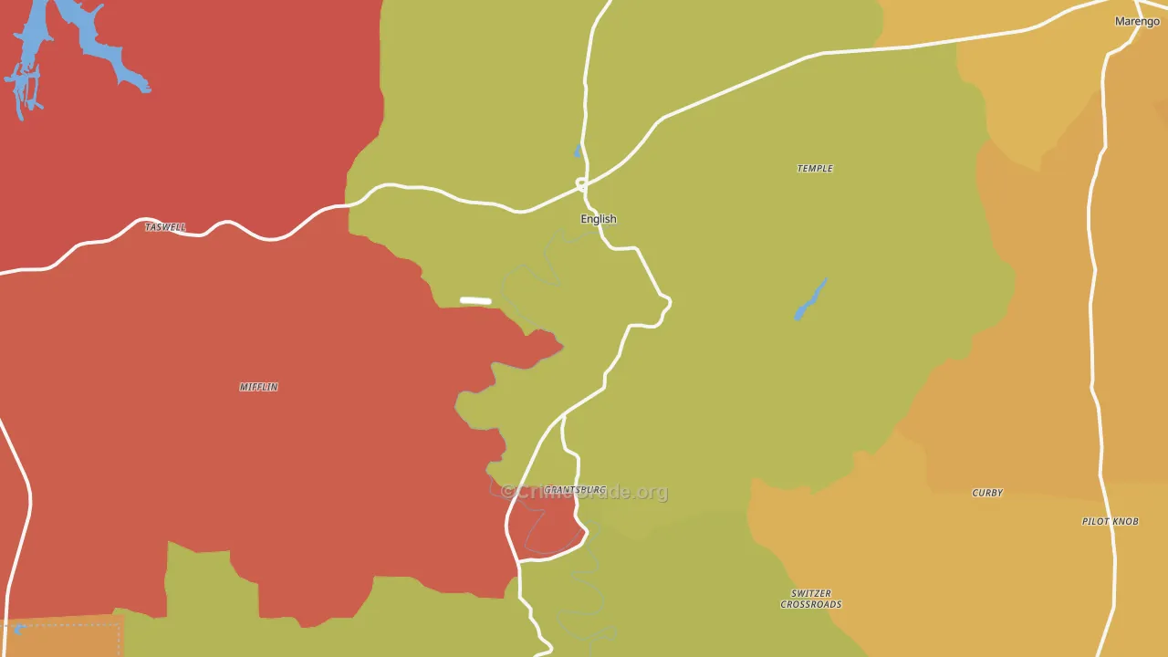 English, IN Map of Arson Rates