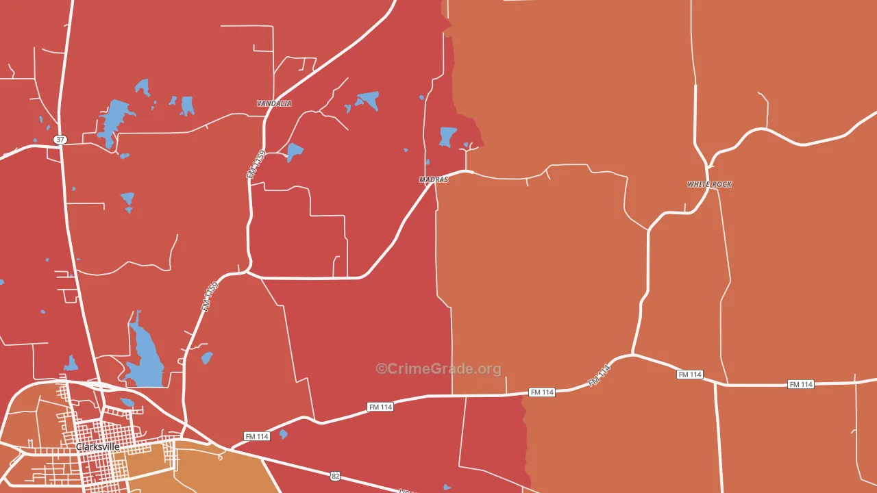 English, TX Map of Arson Rates