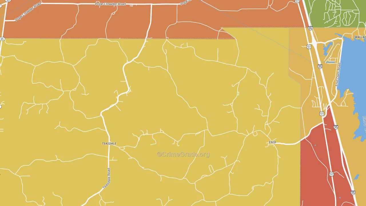 Enid, MS Map of Arson Rates
