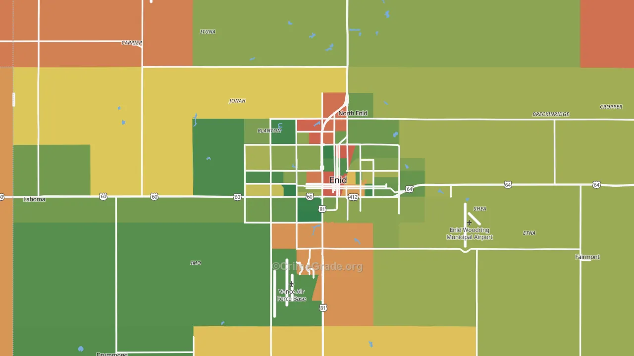 Enid, OK Map of Arson Rates