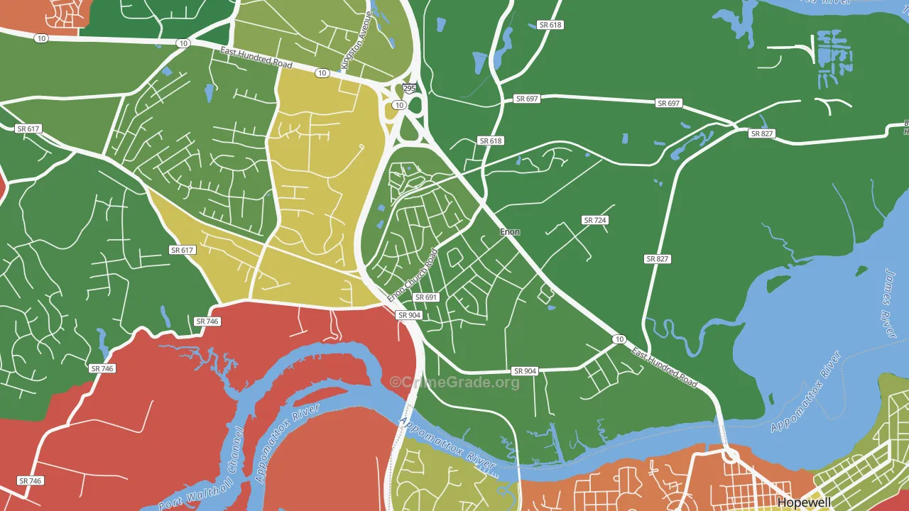 Enon, VA Map of Arson Rates