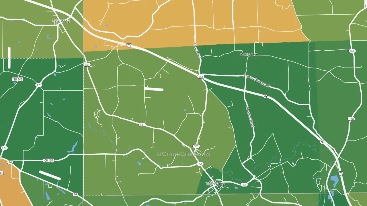Enon Valley, PA Map of Arson Rates