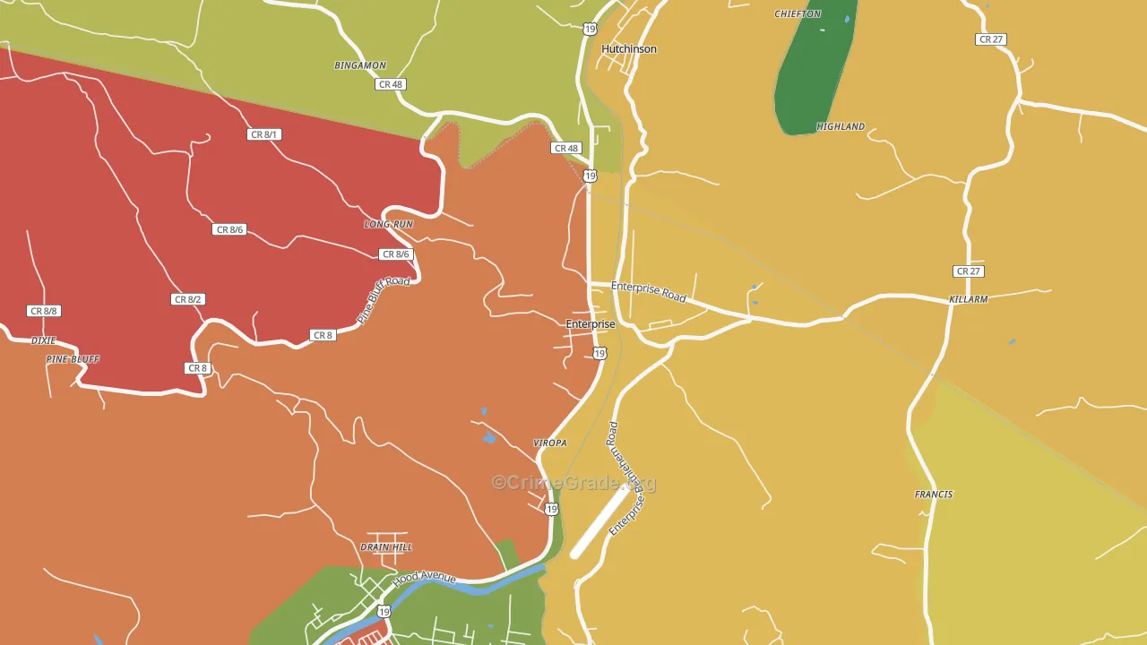 Enterprise, WV Map of Arson Rates