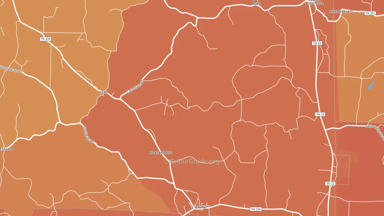 Enville, TN Map of Arson Rates