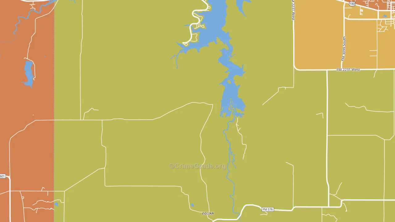 Eolian, TX Map of Arson Rates