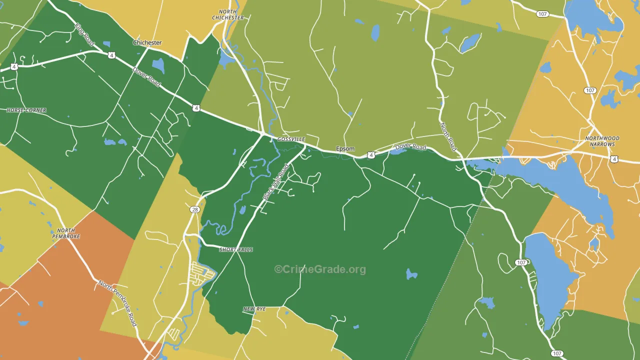 Epsom, NH Map of Arson Rates