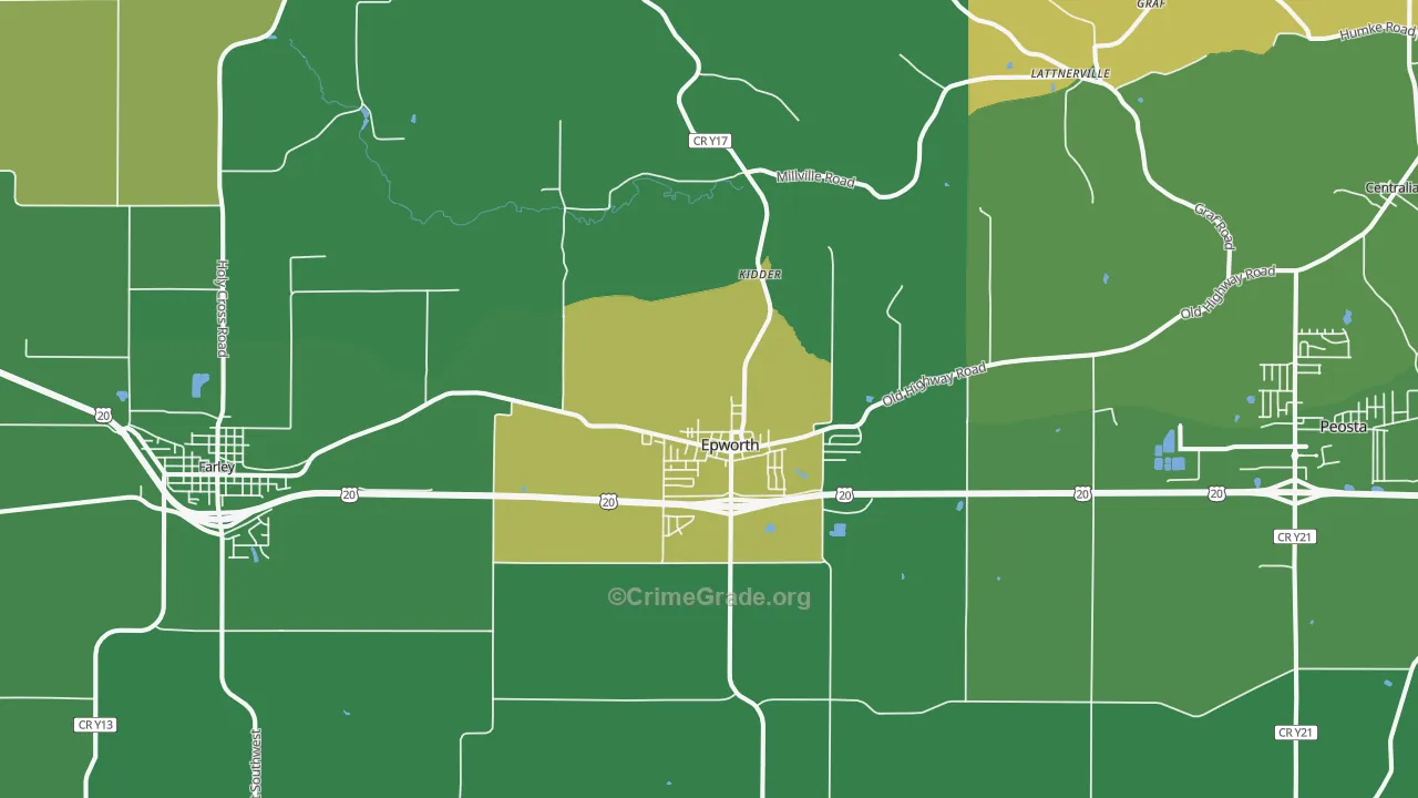 Epworth, IA Map of Arson Rates