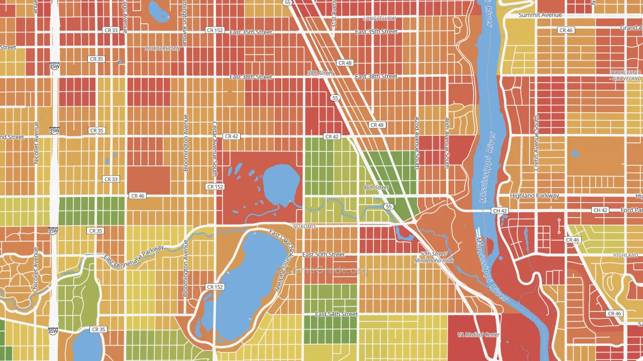Ericsson, Minneapolis, MN Map of Arson Rates