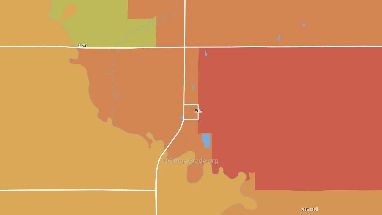 Erie, KS Map of Arson Rates