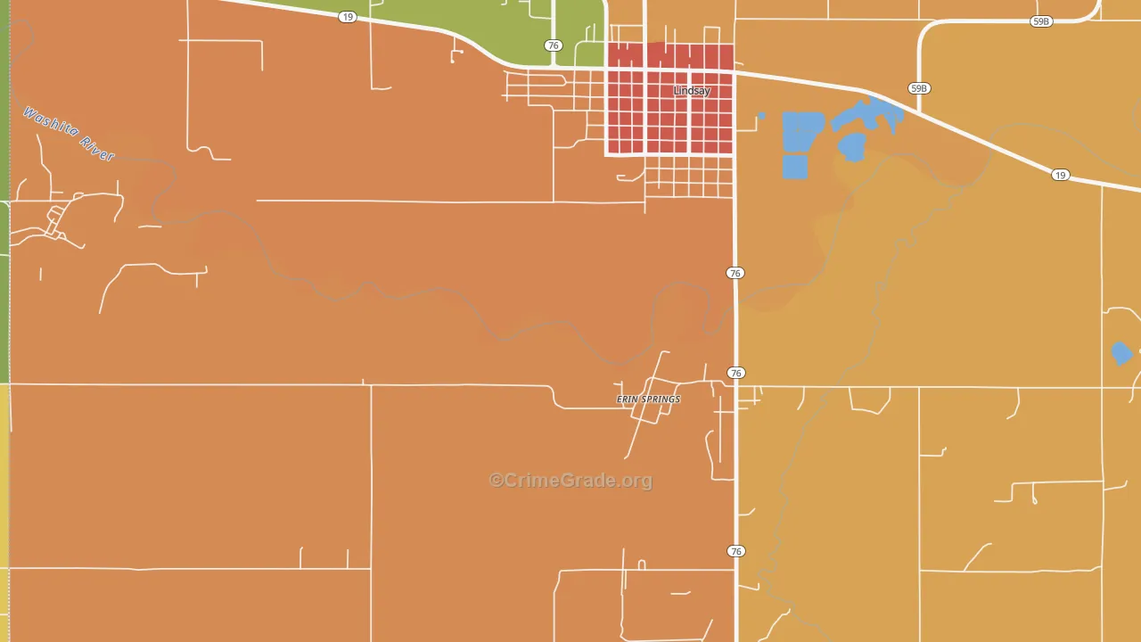 Erin Springs, OK Map of Arson Rates