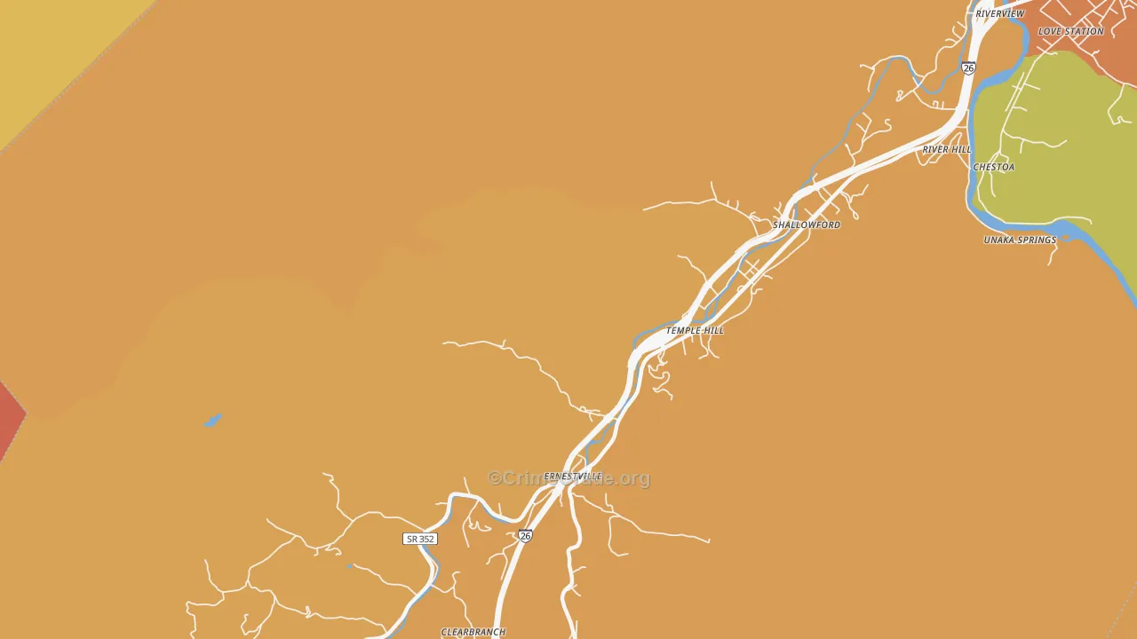 Ernestville, TN Map of Arson Rates