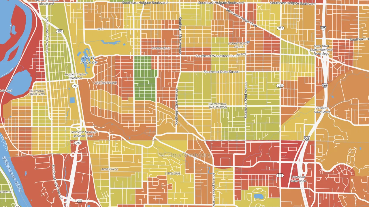 Errol Heights, Portland, OR Map of Arson Rates