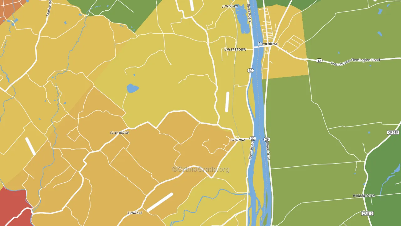 Erwinna, PA Map of Arson Rates