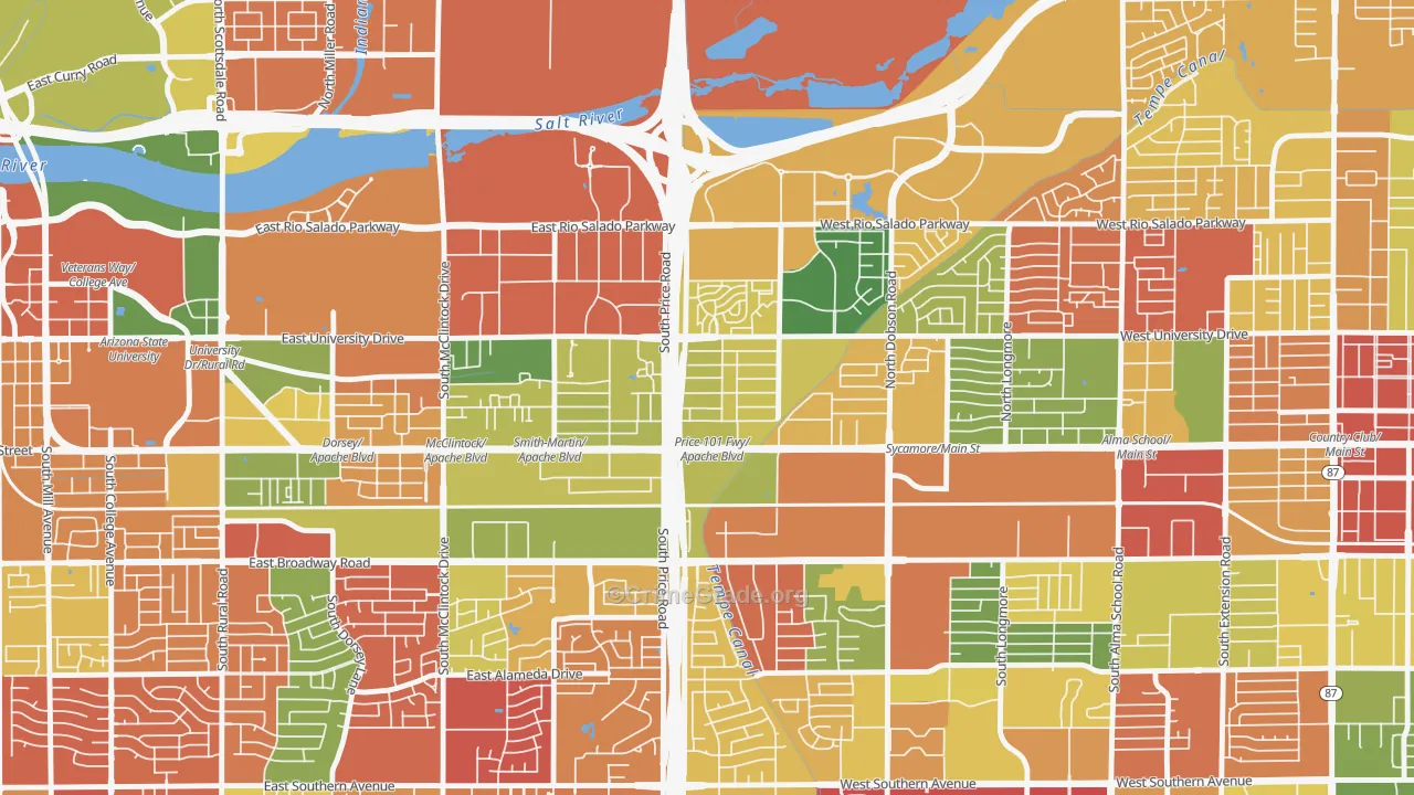 Escalante, Tempe, AZ Map of Arson Rates