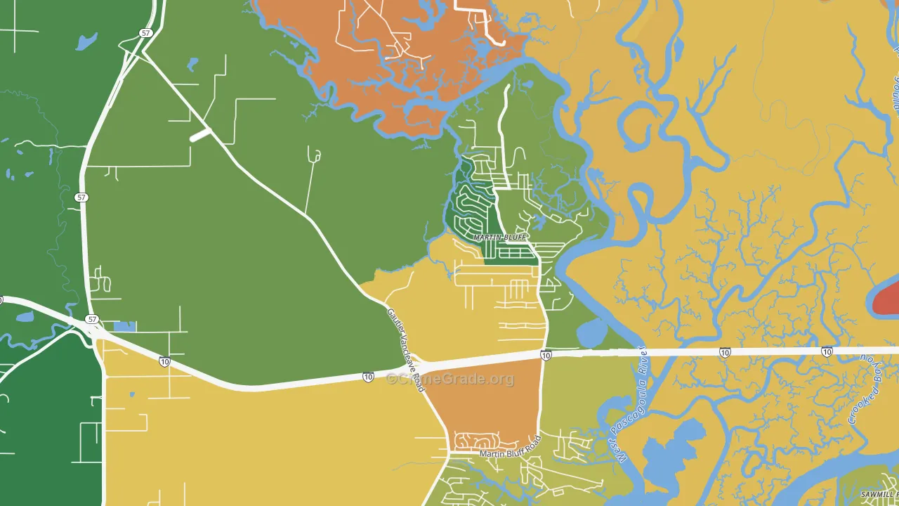 Escatawpa, MS Map of Arson Rates