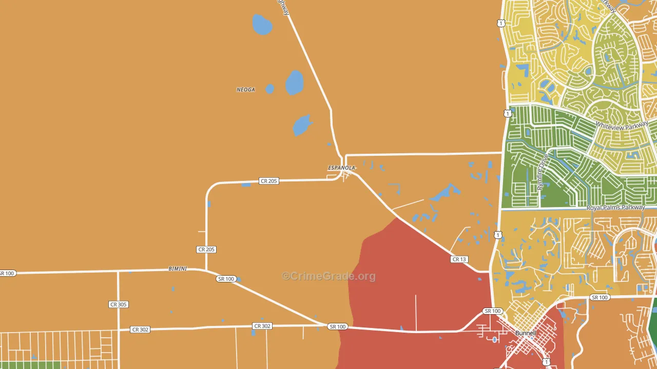 Espanola, FL Map of Arson Rates