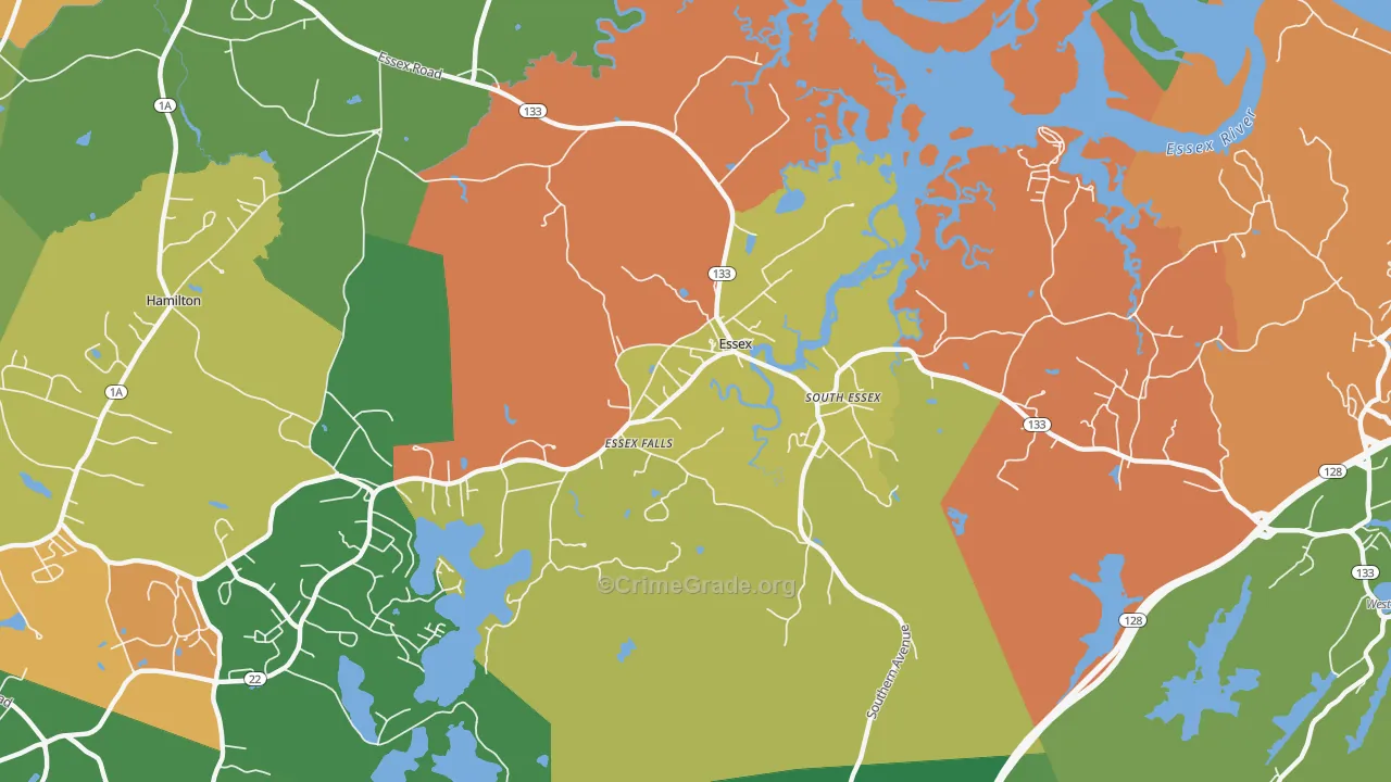 Essex, MA Map of Arson Rates