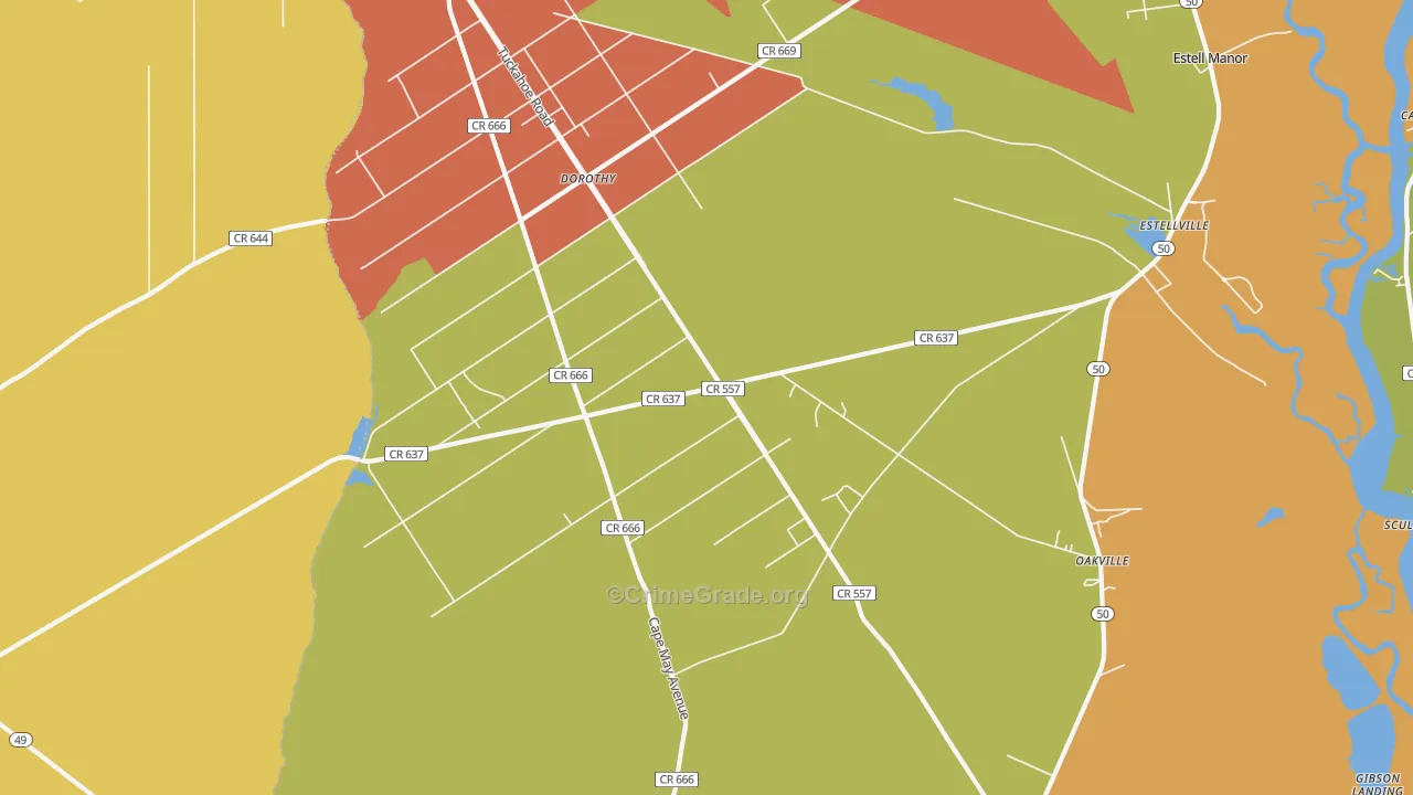 Estell Manor, NJ Map of Arson Rates