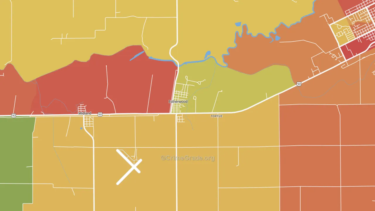 Estherwood, LA Map of Arson Rates