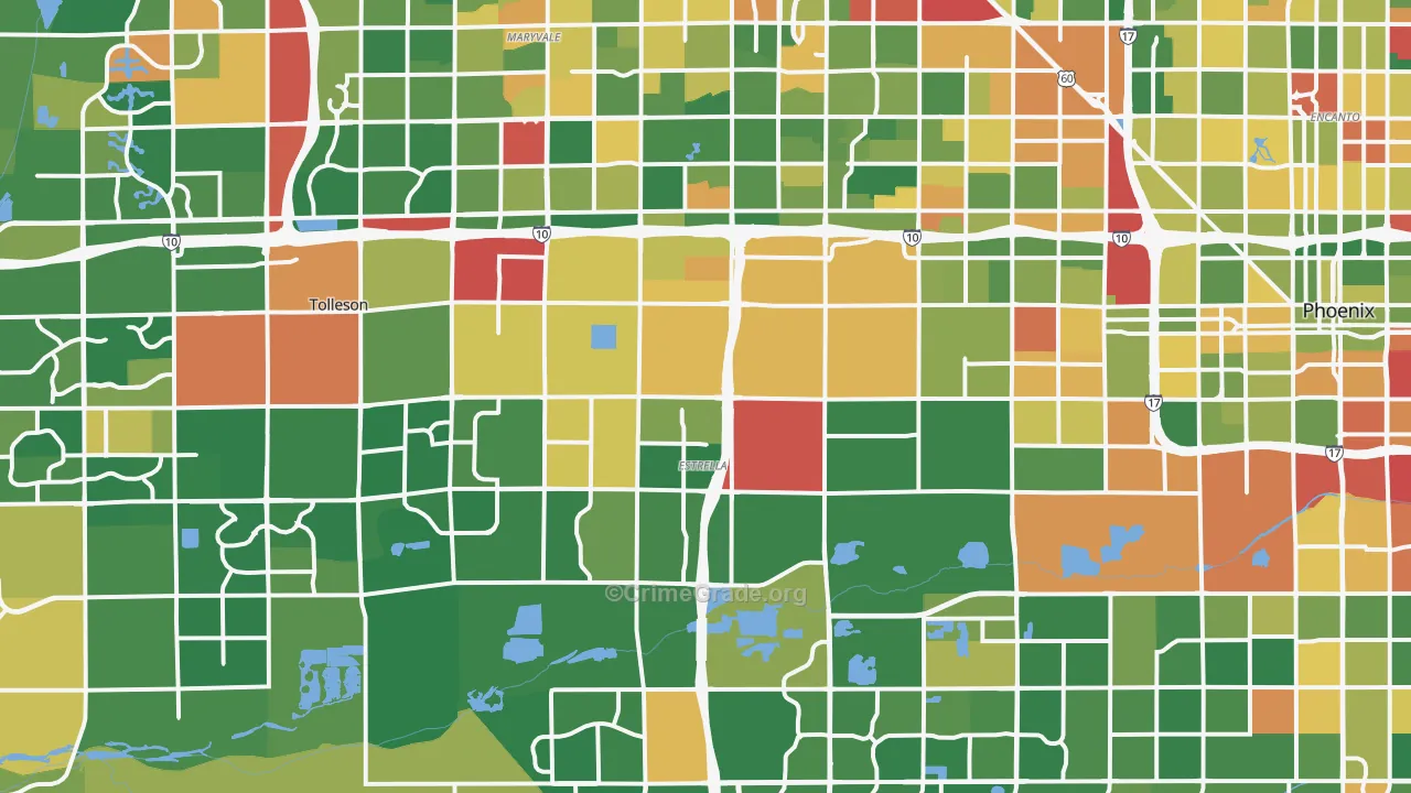 Estrella, Phoenix, AZ Map of Arson Rates