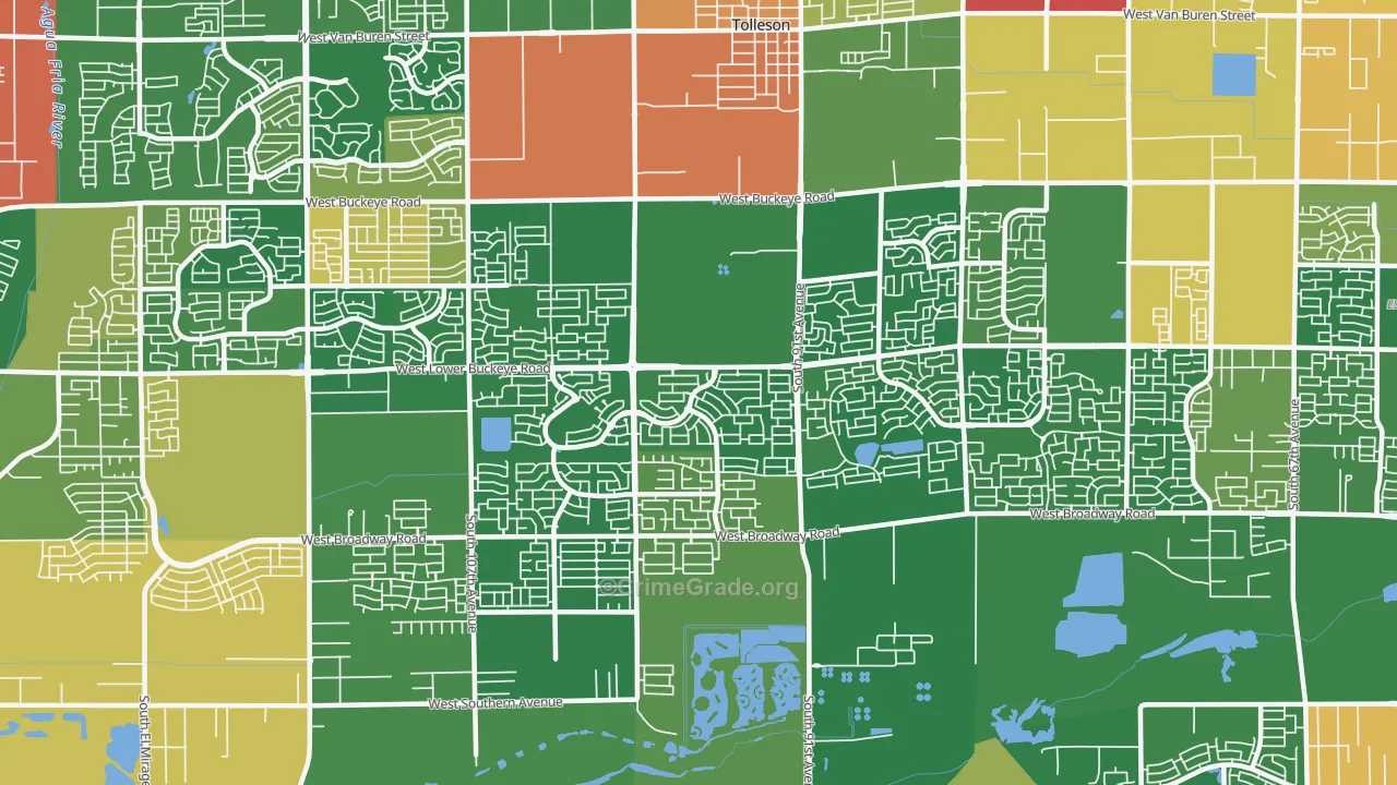Estrella-Tolleson, Tolleson, AZ Map of Arson Rates