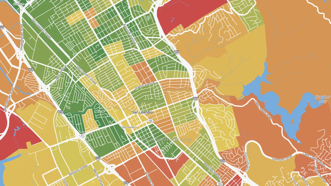 Estudillo Estates-Glen, San Leandro, CA Map of Arson Rates