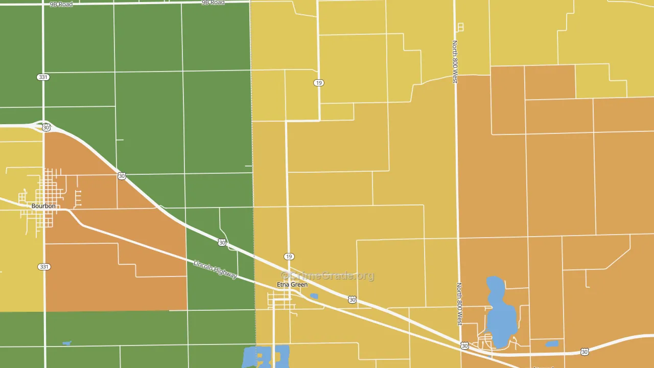 Etna Green, IN Map of Arson Rates