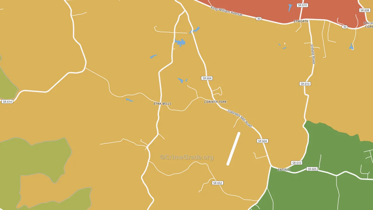 Etna Mills, VA Map of Arson Rates