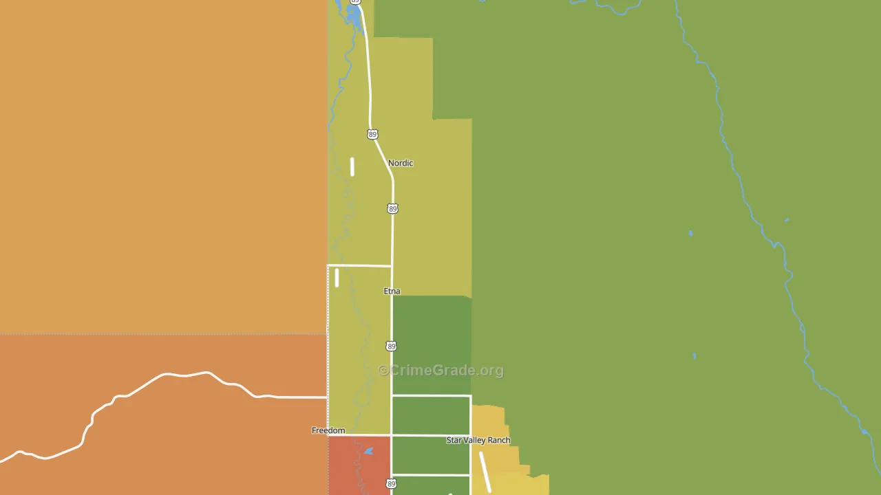 Etna, WY Map of Arson Rates