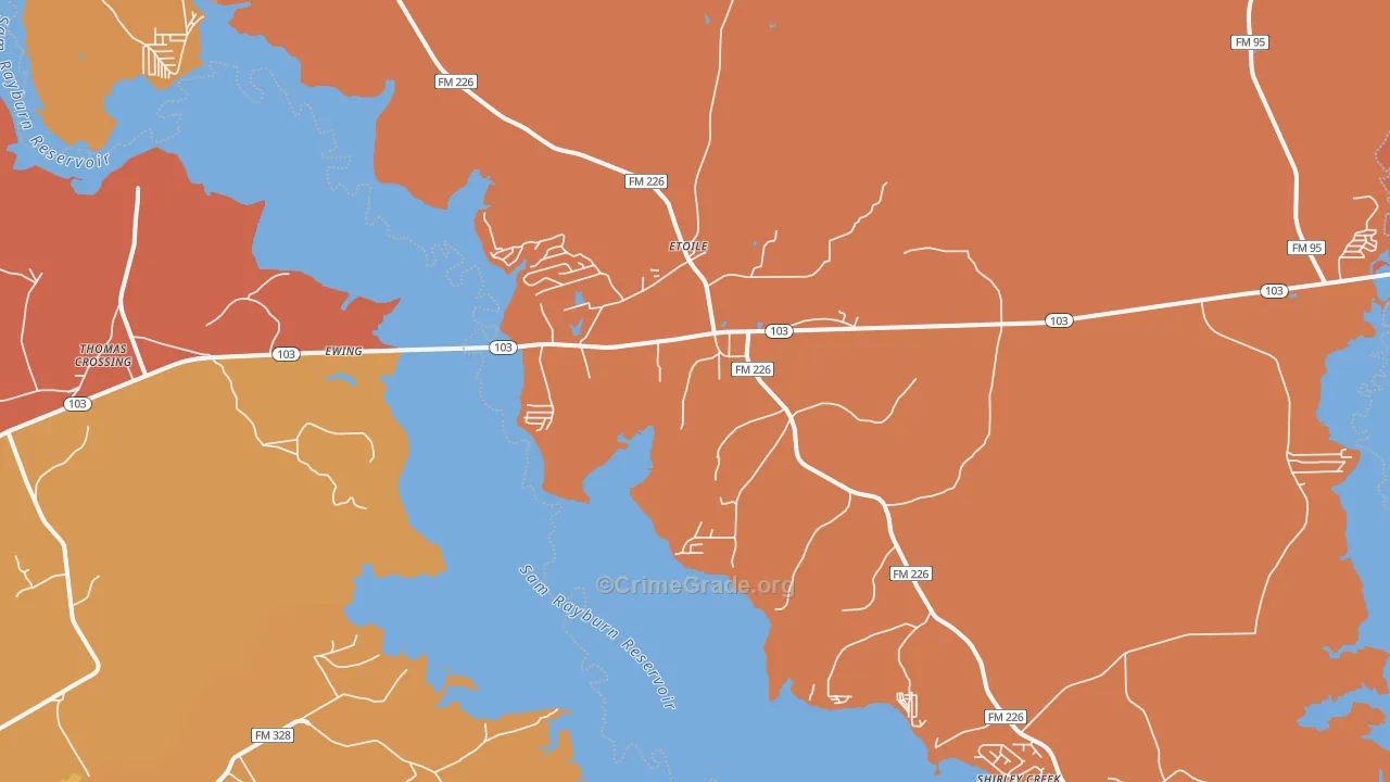 Etoile, TX Map of Arson Rates