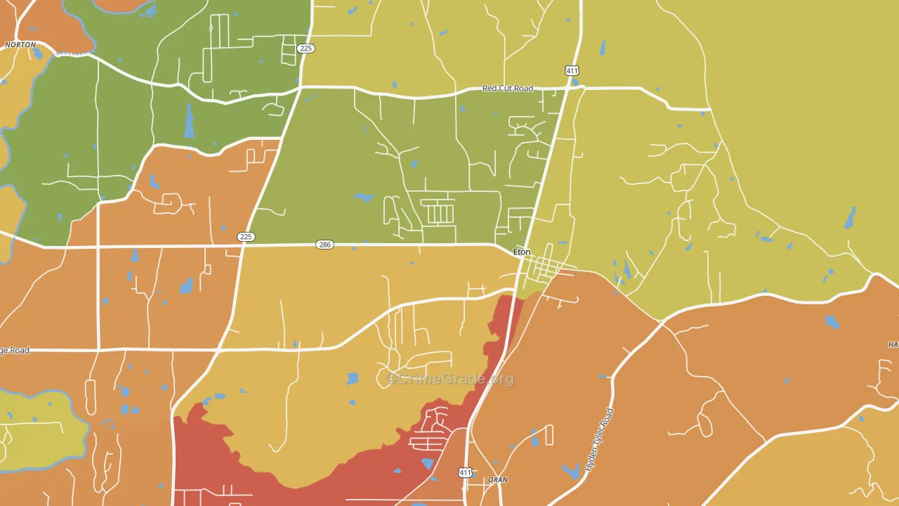 Eton, GA Map of Arson Rates