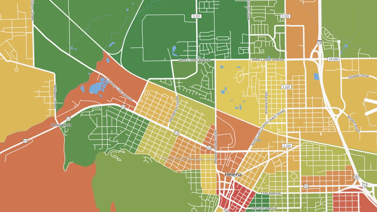 Euclid Ave North, Helena, MT Map of Arson Rates