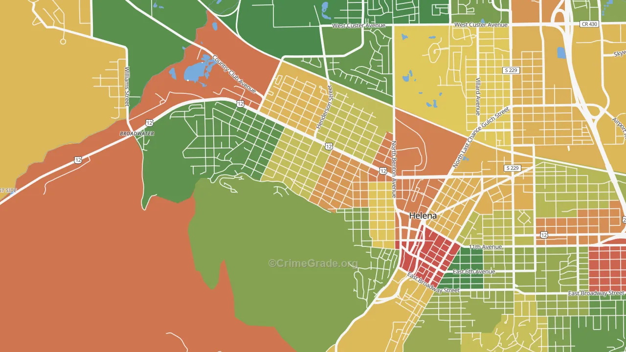 Euclid Ave South, Helena, MT Map of Arson Rates