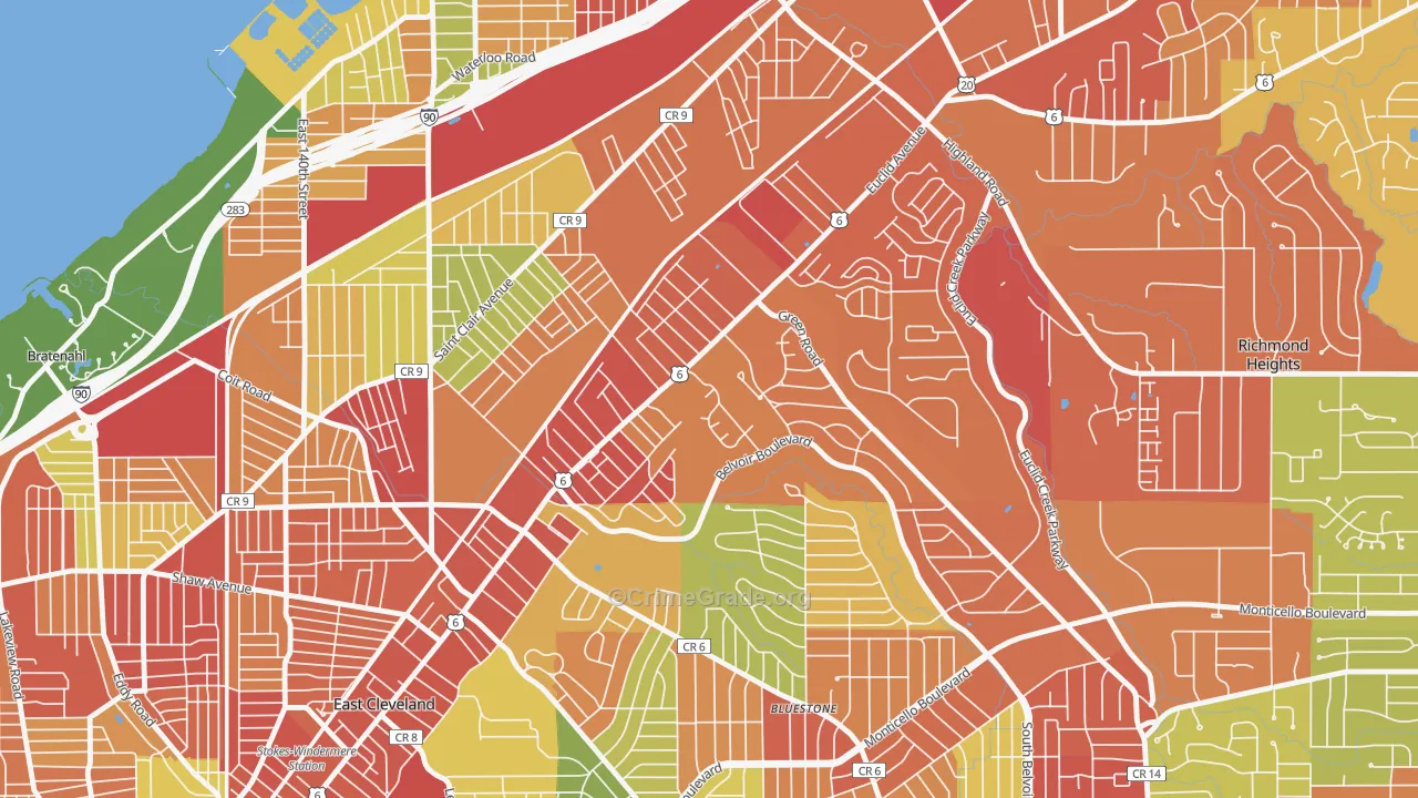 Euclid-Green, Cleveland, OH Map of Arson Rates