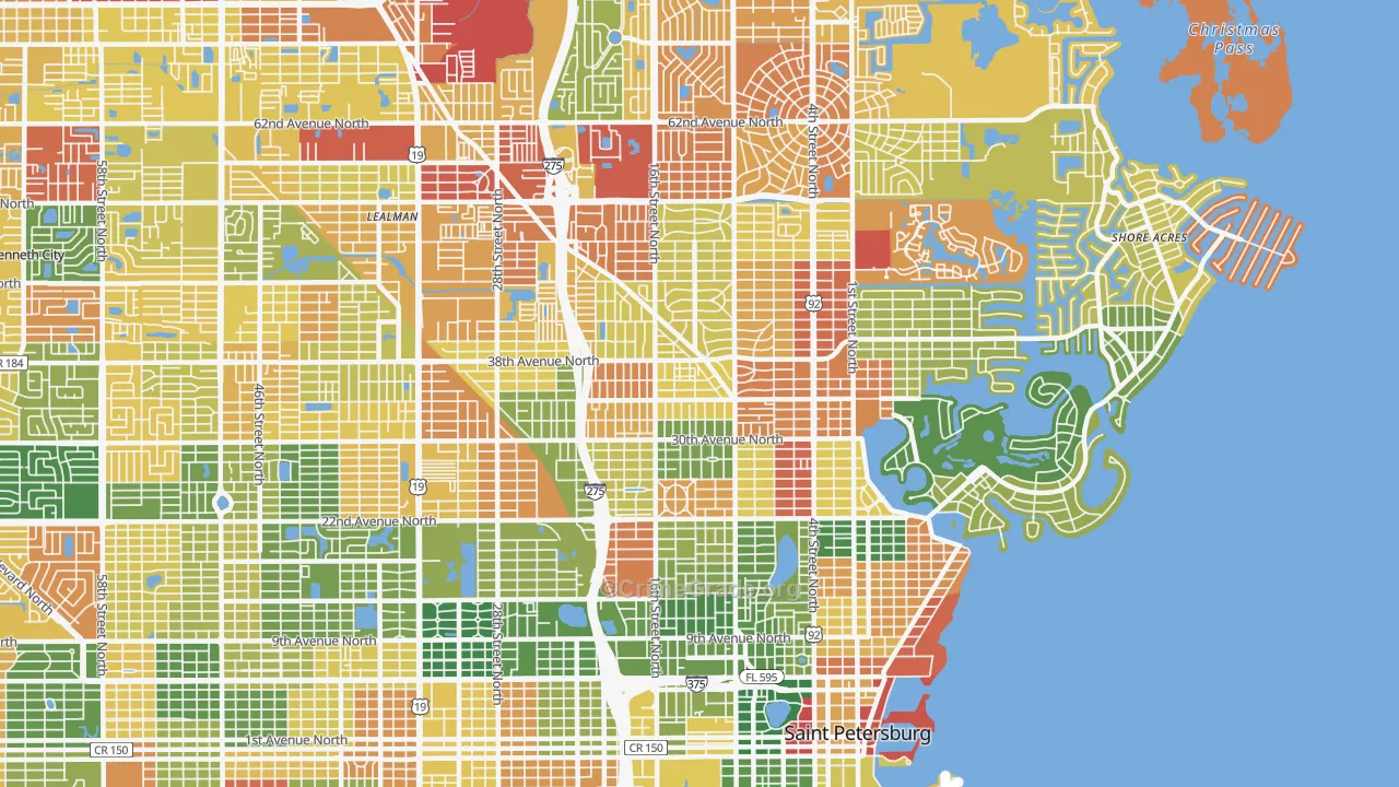 Euclid-St Paul, St. Petersburg, FL Map of Arson Rates