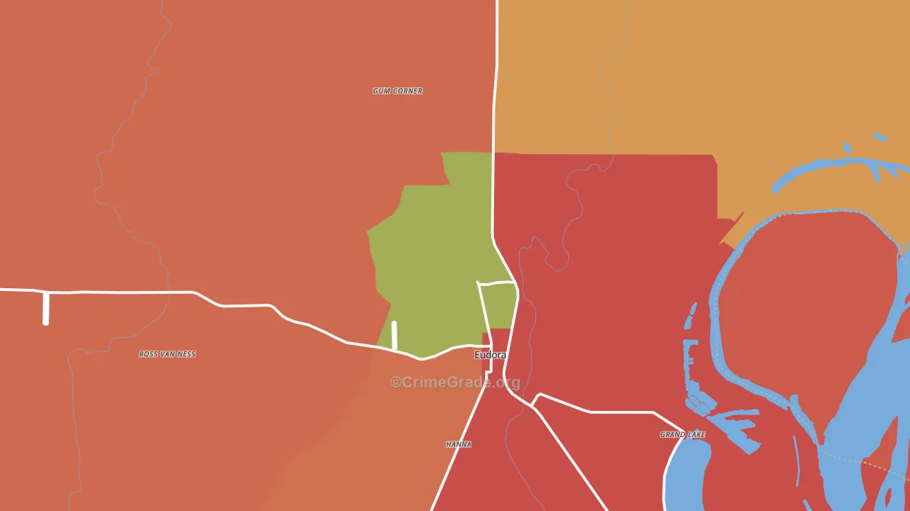 Eudora, AR Map of Arson Rates