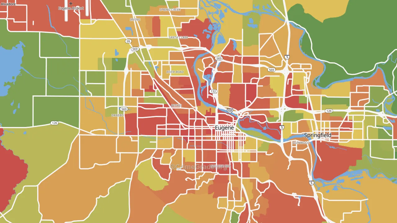 Eugene, OR Map of Arson Rates