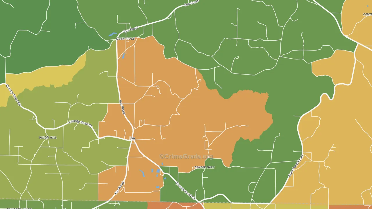 Eva, AL Map of Arson Rates