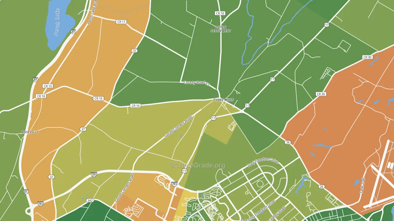 Evans Mills, NY Map of Arson Rates