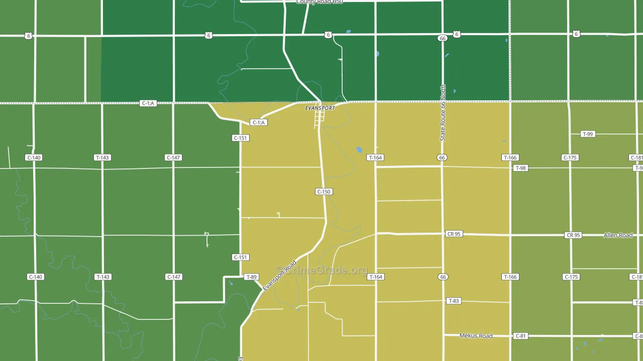 Evansport, OH Map of Arson Rates
