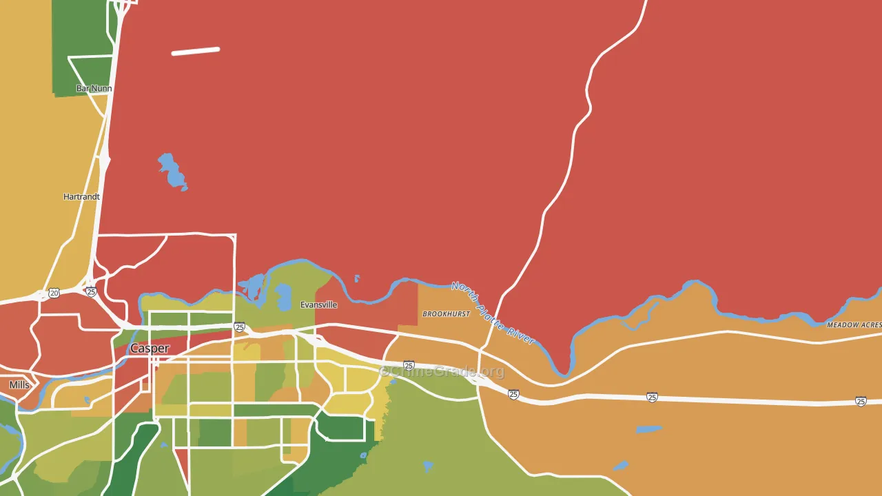 Evansville, WY Map of Arson Rates