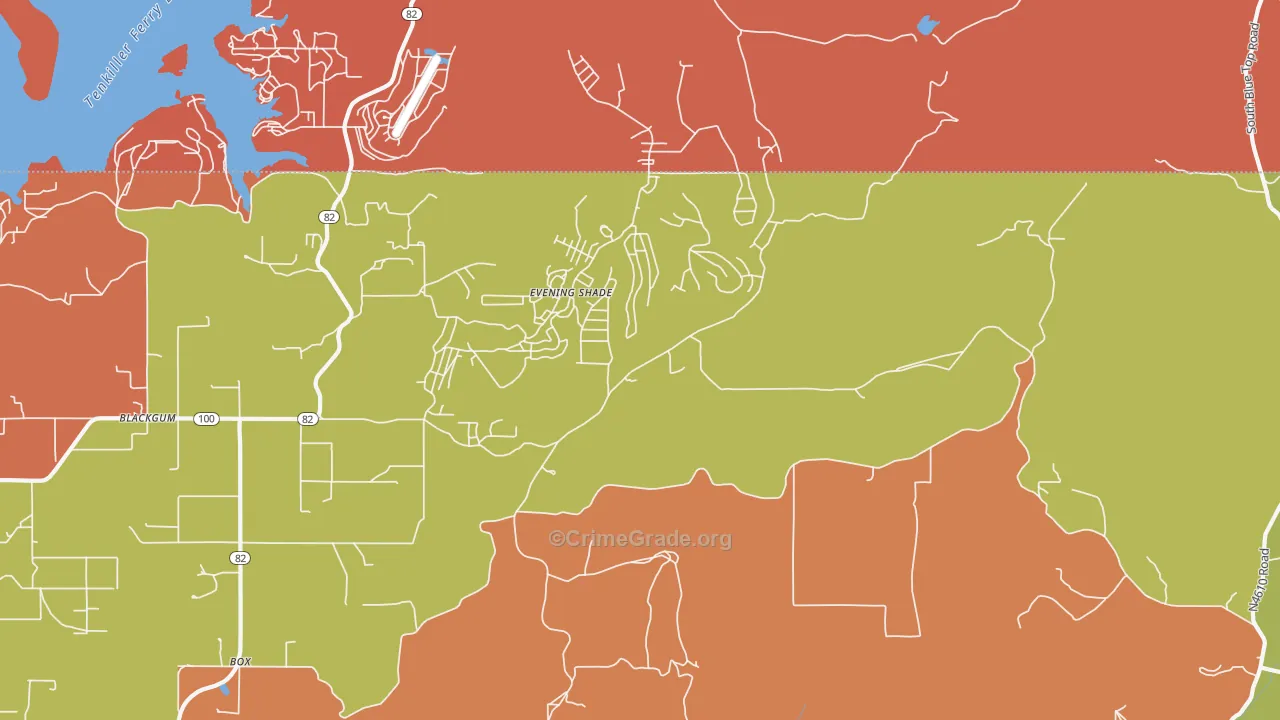 Evening Shade, OK Map of Arson Rates