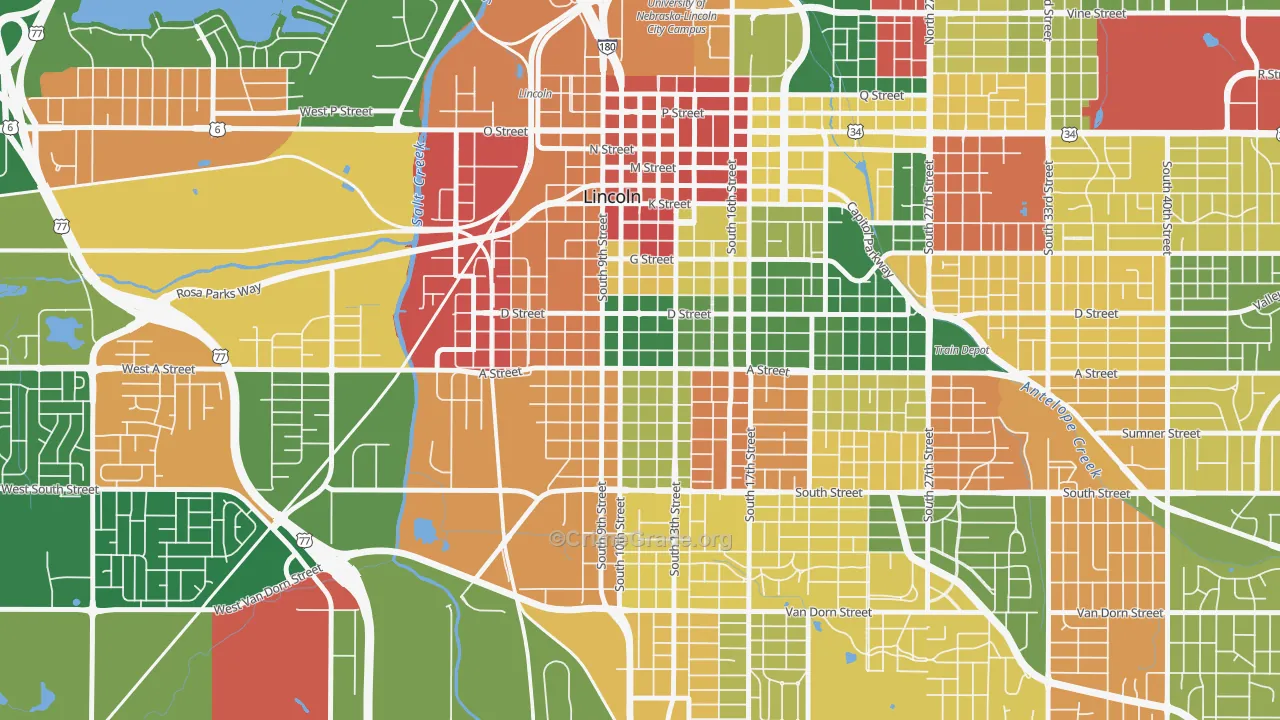 Everett, Lincoln, NE Map of Arson Rates