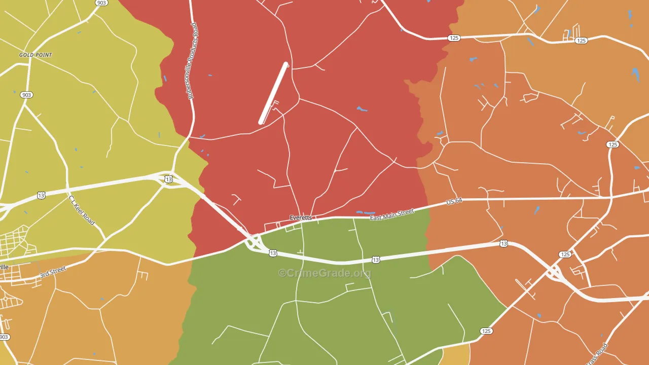 Everetts, NC Map of Arson Rates