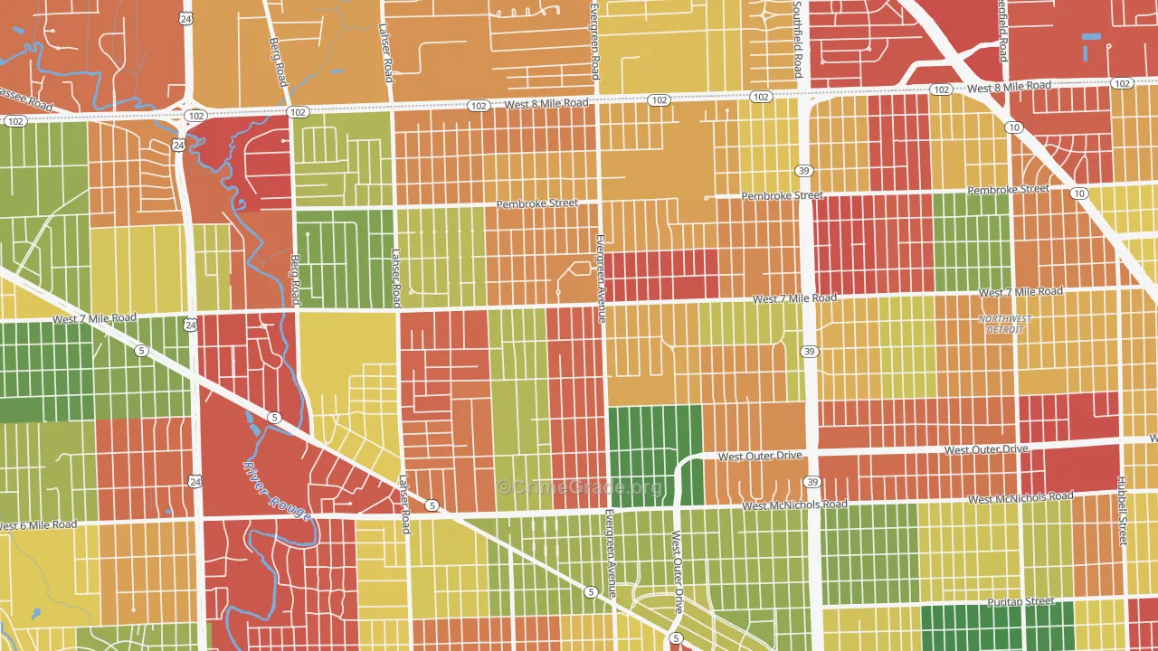 Evergreen, Detroit, MI Map of Arson Rates