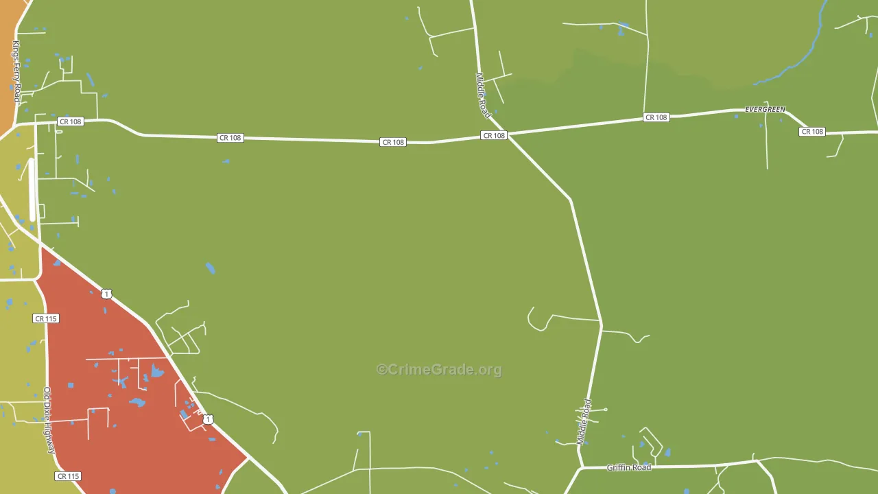 Evergreen, FL Map of Arson Rates